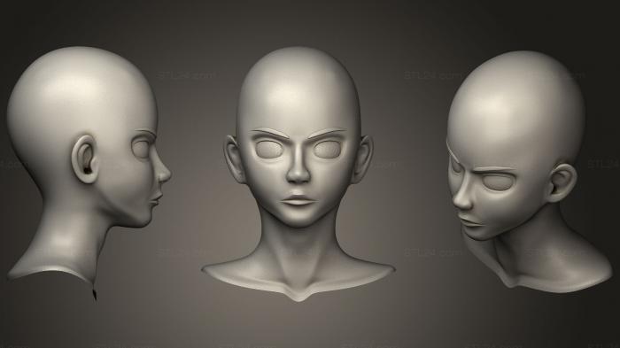 Anatomy of skeletons and skulls (Stylized Female Head 1, ANTM_1076) 3D models for cnc