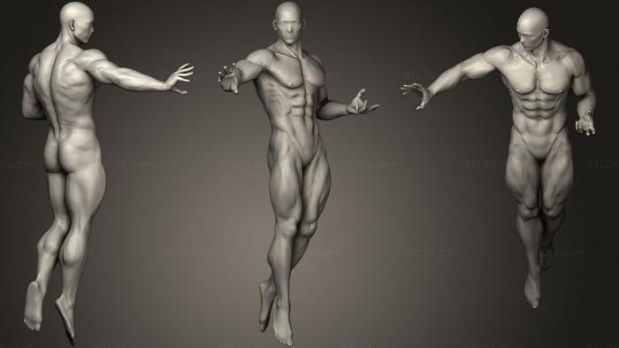 Анатомия скелеты и черепа (Поза фигуры супергероя 4, ANTM_1102) 3D модель для ЧПУ станка