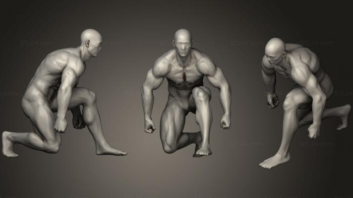 Анатомия скелеты и черепа (Поза фигуры супергероя 5, ANTM_1103) 3D модель для ЧПУ станка