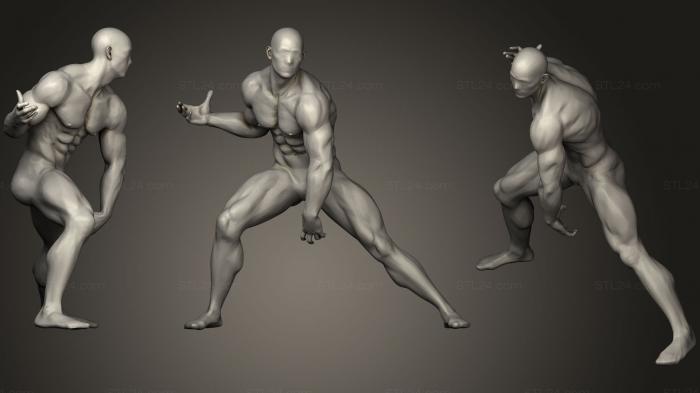 Анатомия скелеты и черепа (Поза фигуры супергероя, ANTM_1106) 3D модель для ЧПУ станка