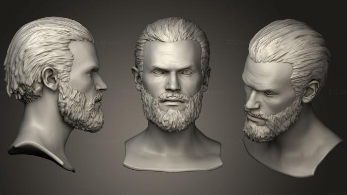 Анатомия скелеты и черепа (Мужская голова с волосами и Бородой, ANTM_1257) 3D модель для ЧПУ станка