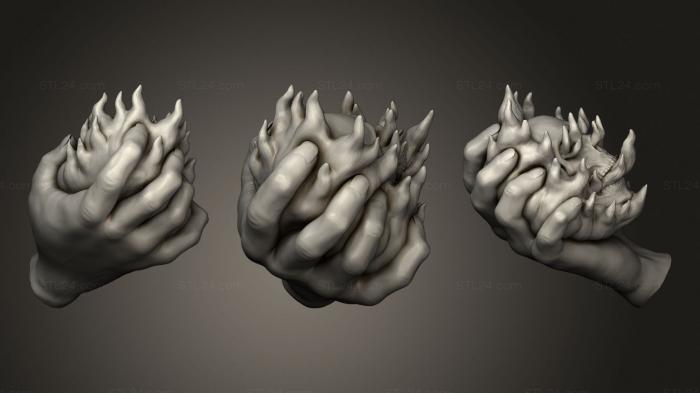 Анатомия скелеты и черепа (Рука обезьяноподобного персонажа с черепом, ANTM_1452) 3D модель для ЧПУ станка