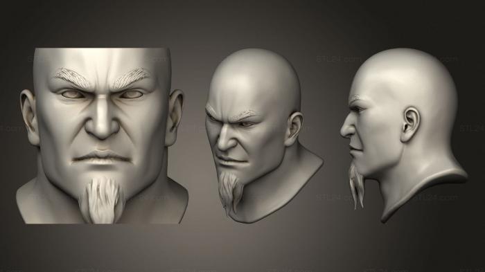 Анатомия скелеты и черепа (Скульптура мужской головы 8, ANTM_1535) 3D модель для ЧПУ станка