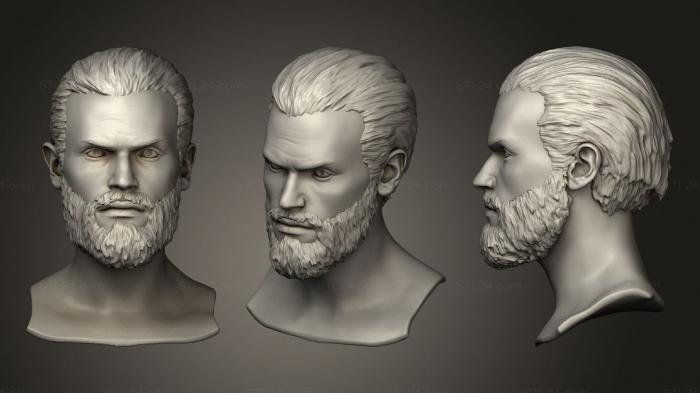 Анатомия скелеты и черепа (Мужская Голова с Волосами и Бородой, ANTM_1537) 3D модель для ЧПУ станка