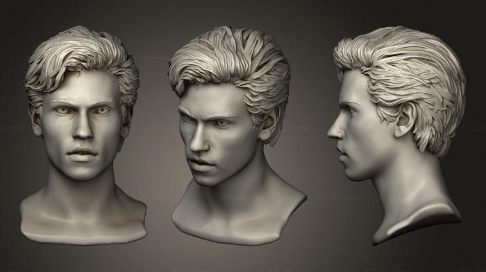 Анатомия скелеты и черепа (Мужская Голова с Волосами, ANTM_1538) 3D модель для ЧПУ станка