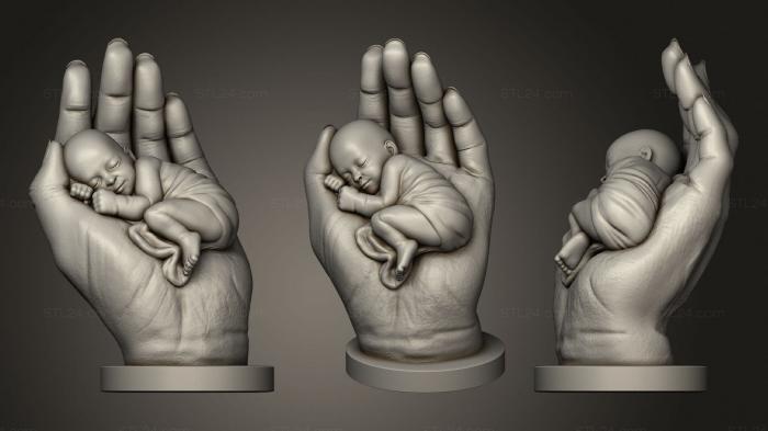 Анатомия скелеты и черепа (Ребенок на ладошке, ANTM_1548) 3D модель для ЧПУ станка