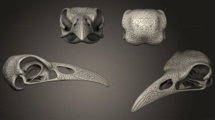 Анатомия скелеты и черепа (Череп Ворона С Мотивом, ANTM_1587) 3D модель для ЧПУ станка