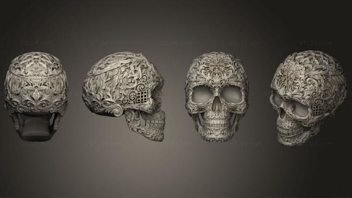 Анатомия скелеты и черепа (Орнаментальный череп 2, ANTM_1654) 3D модель для ЧПУ станка