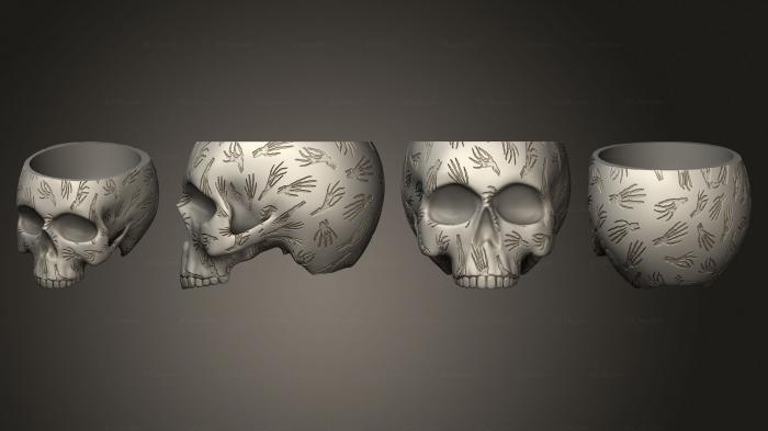 Skeleton Hands Skull Planter Bowl 2