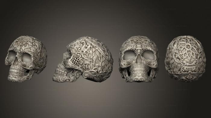 Анатомия скелеты и черепа (Орнаментальный Череп, ANTM_1764) 3D модель для ЧПУ станка