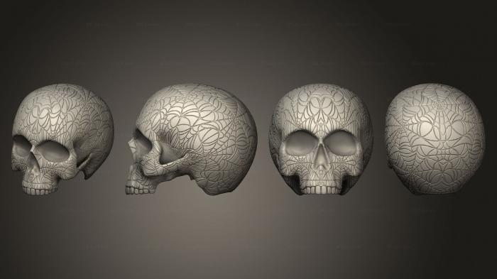 Анатомия скелеты и черепа (Чаша Для Плантатора с Черепом из Паутины 01, ANTM_1778) 3D модель для ЧПУ станка