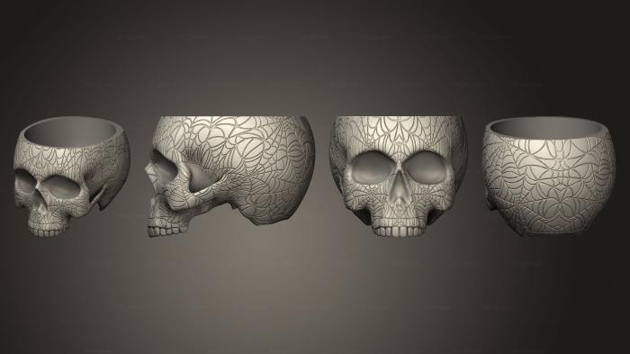 Anatomy of skeletons and skulls (Web Skull Planter Bowl 2, ANTM_1779) 3D models for cnc