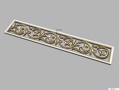 Baguette (Panel with acanthus leaf, BG_1036) 3D models for cnc