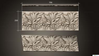 Baguette (Cornice with flowers and bow 2, BG_1082) 3D models for cnc