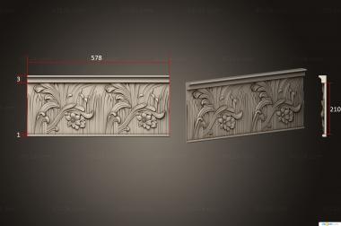 Baguette (Cornice with flowers and bow, BG_1083) 3D models for cnc