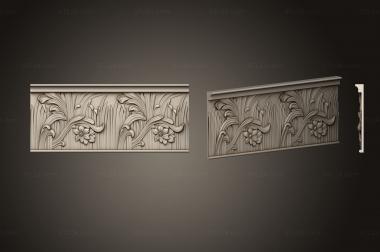 Baguette (Cornice with flowers and bow, BG_1083) 3D models for cnc