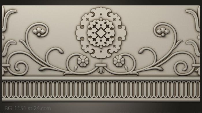 Baguette (Cornice with decoration, BG_1151) 3D models for cnc