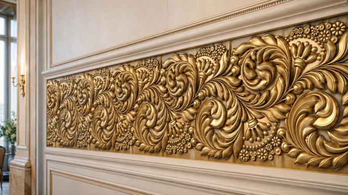 Church baguette (Carved panel with lush floral ornaments in classical style, BGC_0021-3) 3D models for cnc
