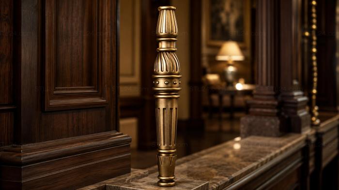 Balusters (Balustrade with textured geometry in neoclassical style, BL_0074-1) 3D models for cnc