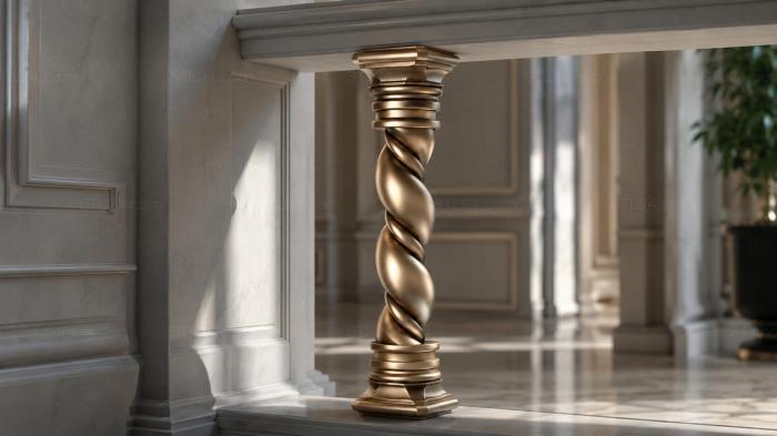 Balusters (Decorative column with a massive twisted body and accent bases, BL_0079-1) 3D models for cnc