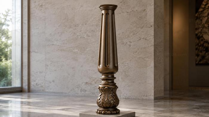 Balusters (Balusters with fluted edges and acanthus ornaments, BL_0097-1) 3D models for cnc