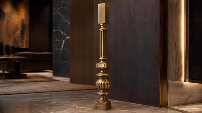 Balusters (Classic balustrade with flutes and oval carved base, BL_0577) 3D models for cnc