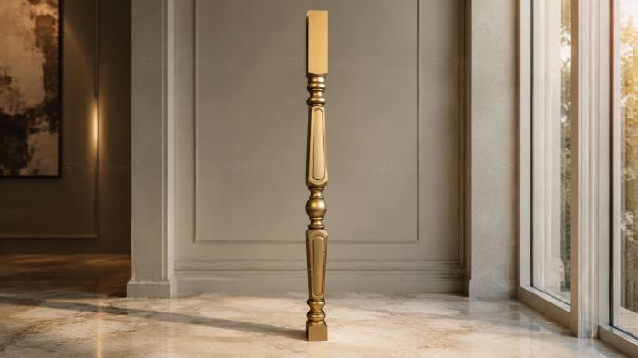 Balusters (Balusters with geometric relief and stepped rings, BL_0587) 3D models for cnc