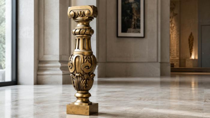 Balusters (Balustrade in the form of an Ionic column with acanthus decoration and antique capital, BL_0592) 3D models for cnc