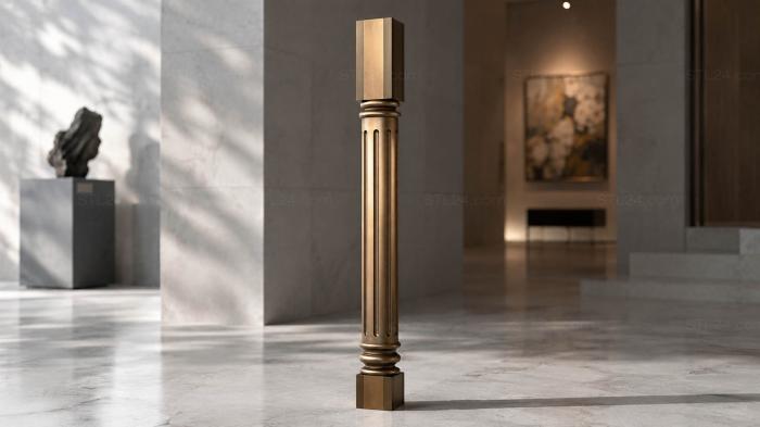 Balusters (Balusters with flutes and hexagonal ends in architectural style, BL_0596) 3D models for cnc
