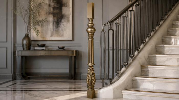 Balusters (Baluster with flutes and voluminous carvings of acanthus leaves, BL_0599) 3D models for cnc