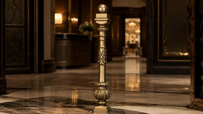 Balusters (Architectural balustrade with dome head and ornamental belt, BL_0622) 3D models for cnc