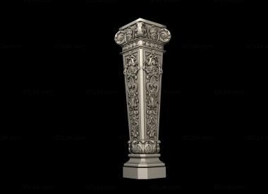 Balusters (Square cross-section balustrade with classic carvings, BL_0682) 3D models for cnc