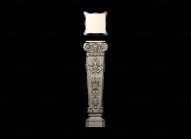 Balusters (Square cross-section balustrade with classic carvings, BL_0682) 3D models for cnc