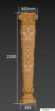 Balusters (Square cross-section balustrade with classic carvings, BL_0682) 3D models for cnc