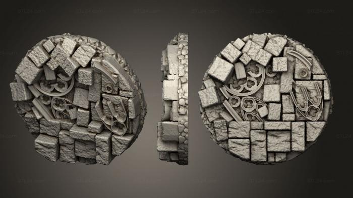 Bases (base gothic ruins 32mm c, BASES_1001) 3D models for cnc