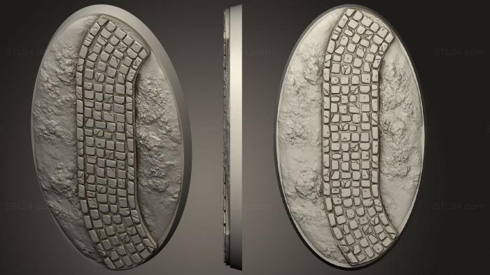 Bases (Cobblestone 90x52mm Oval base magnet, BASES_2061) 3D models for cnc