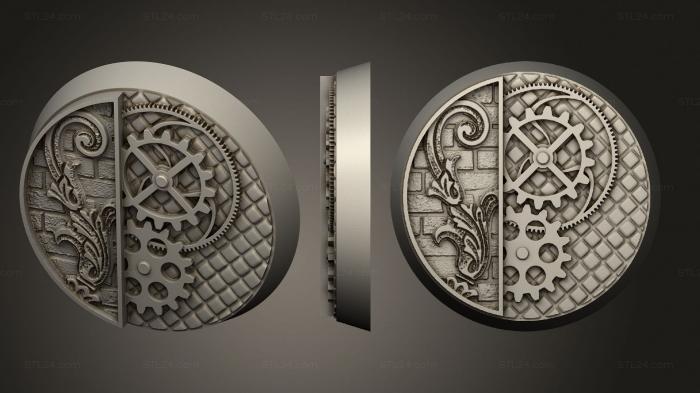 Bases (Steam Punk 32mm round base magnet V4, BASES_5890) 3D models for cnc