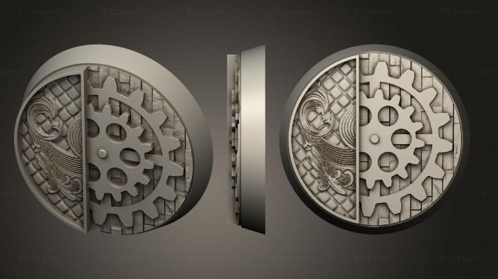 Bases (Steam Punk 32mm round base magnet V5, BASES_5891) 3D models for cnc