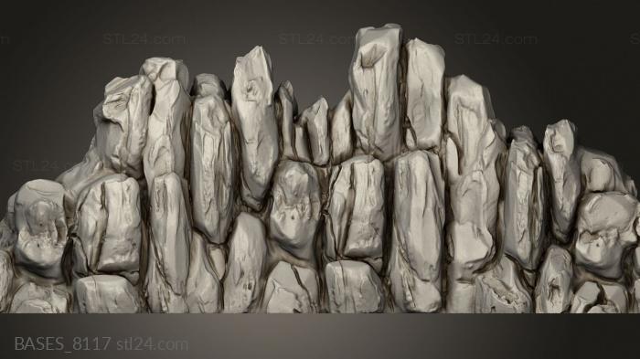 Bases (Terrain Rock Walls straight long, BASES_8117) 3D models for cnc
