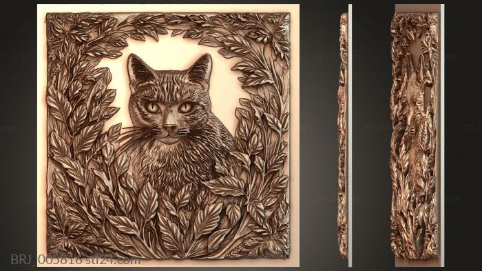Кошка затаилась в зелёной чащобе