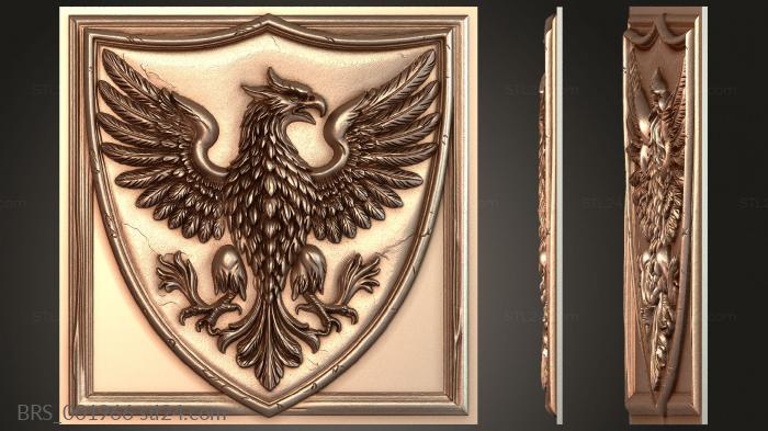 Фэнтези и сказки (Щит с золотым грифоном — знак чести, BRS_001966) 3D модель для ЧПУ станка