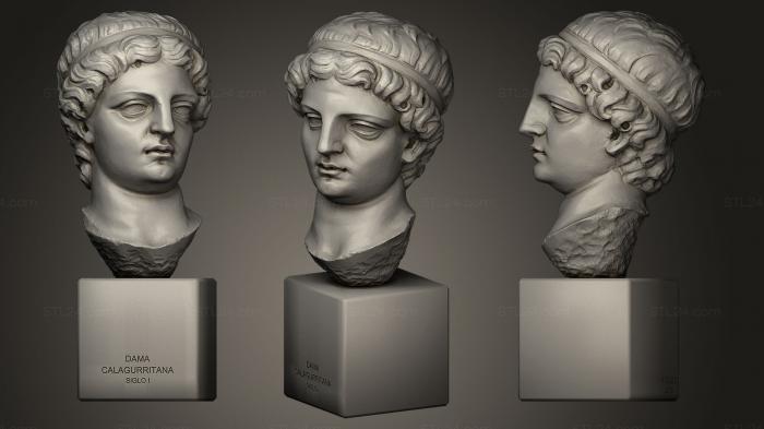 Бюсты и головы античные и исторические (Дама Калагурритана, BUSTA_0010) 3D модель для ЧПУ станка