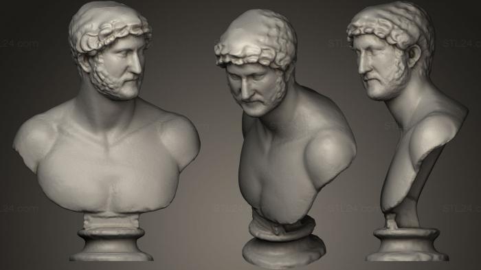 Busts and heads antique and historical (Hadrian round plinth, BUSTA_0050) 3D models for cnc