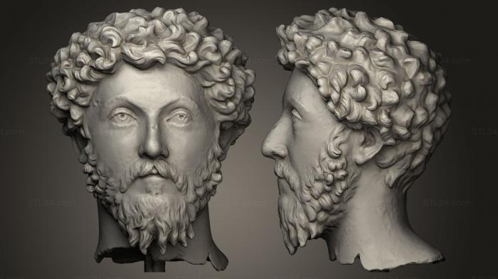 Busts and heads antique and historical (Marcus Aurelius head, BUSTA_0088) 3D models for cnc