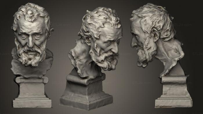 Бюсты и головы античные и исторические (Голова старика Микель Блей, BUSTA_0109) 3D модель для ЧПУ станка