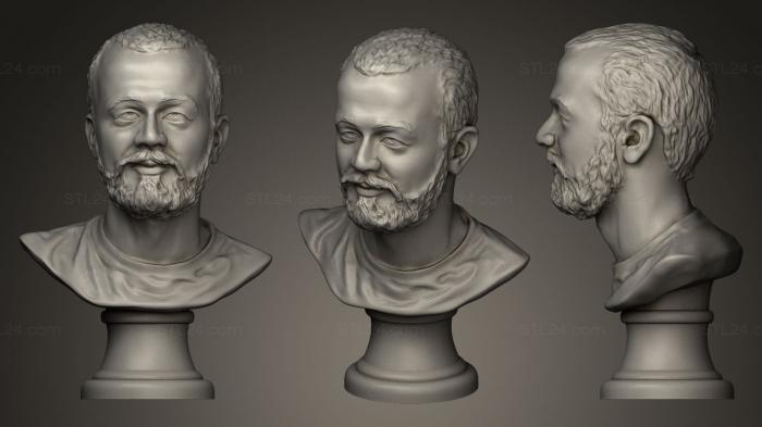 Busts and heads antique and historical (old man round plinth, BUSTA_0110) 3D models for cnc