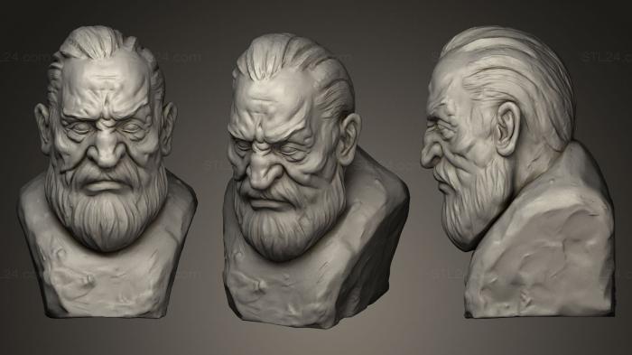 Busts and heads antique and historical (old man with his eyes closed, BUSTA_0111) 3D models for cnc