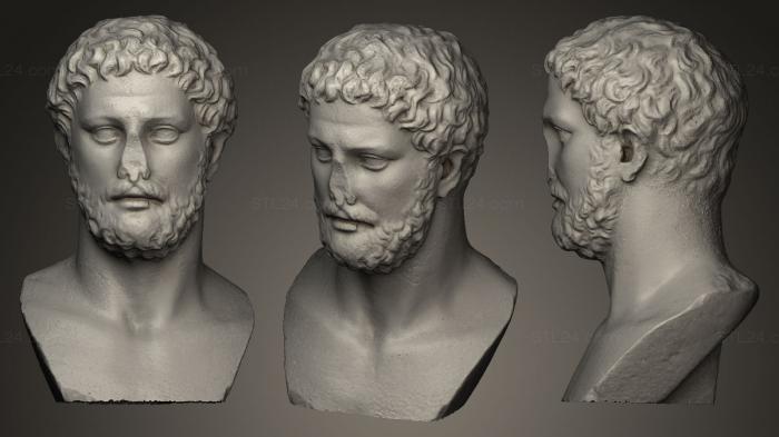 Busts and heads antique and historical (philosopher Pythagoras, BUSTA_0118) 3D models for cnc