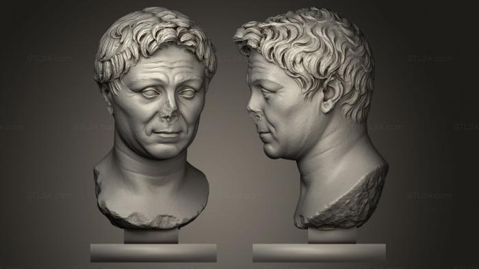 Бюсты и головы античные и исторические (Большой портрет Помпея с надписью, BUSTA_0121) 3D модель для ЧПУ станка