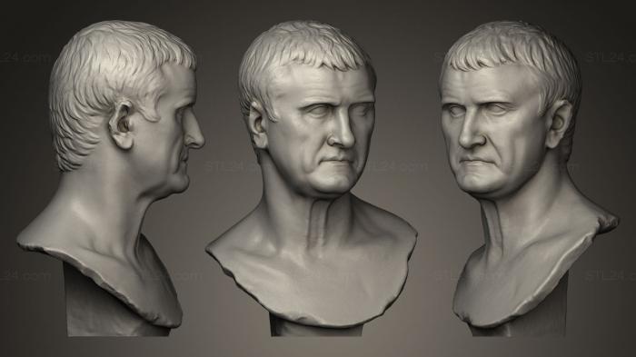 Бюсты и головы античные и исторические (Римский мужчина на постаменте, BUSTA_0129) 3D модель для ЧПУ станка